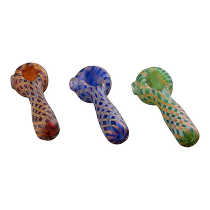 JellyFish Glass Lines In The Sand Spoon Pipe 5in Handblown