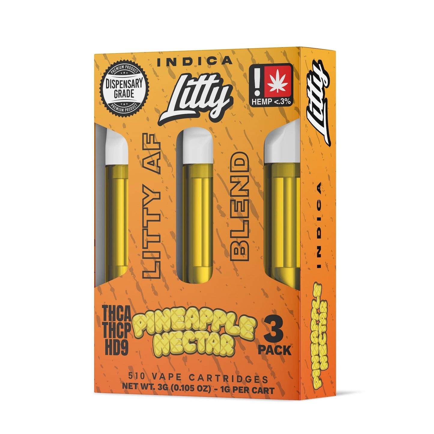 Litty AF Pineapple Nectar THC-A THC-P HD9 Cartridge 3 Pack