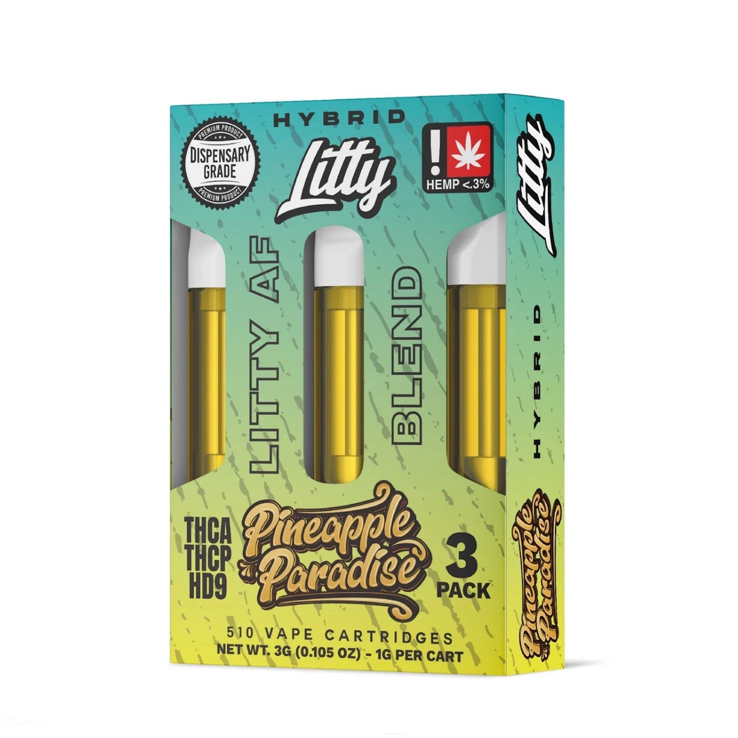 Litty AF Blend Pineapple Paradise Cartridge 3 Pack 1g