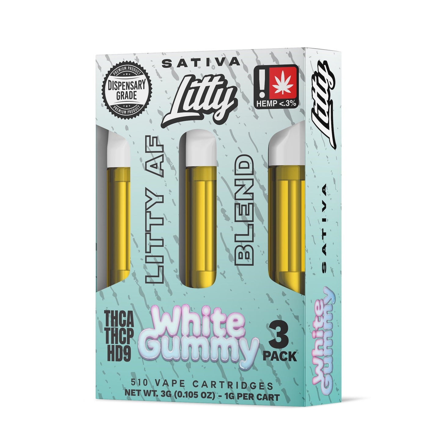 Litty Litty AF Blend White Gummy THC-A Cartridge 3 Pack 3g