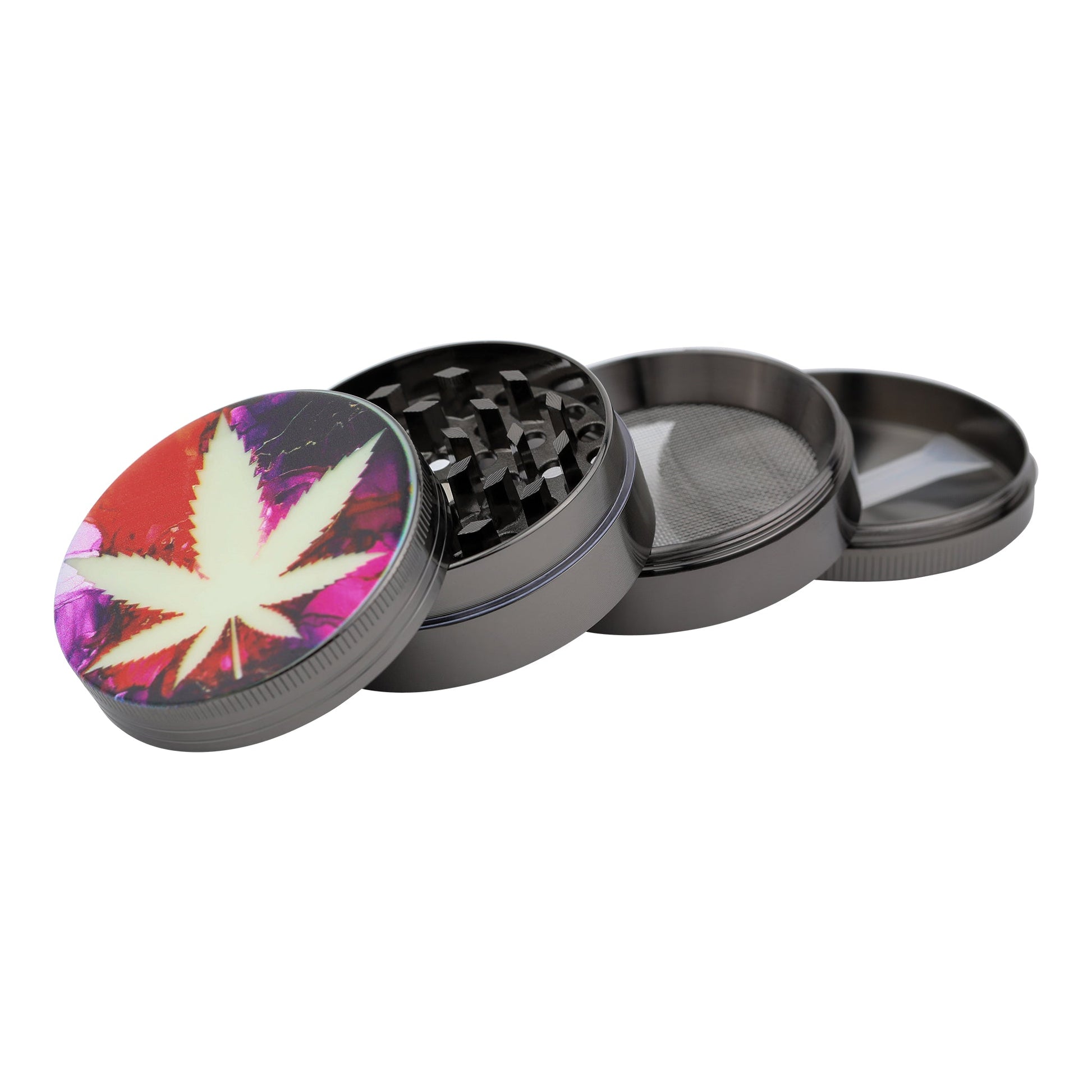 Luminous Leaf Grinder 52mm 4-Piece Metal Glow Blue Purple