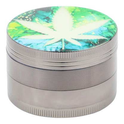 Luminous Leaf Grinder 52mm 4-Piece Metal Glow Blue Purple