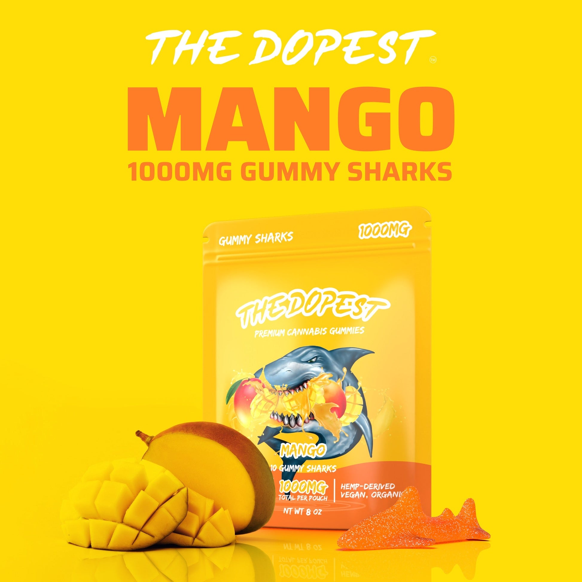 The Dopest Mango Sharks Gummies 1000mg