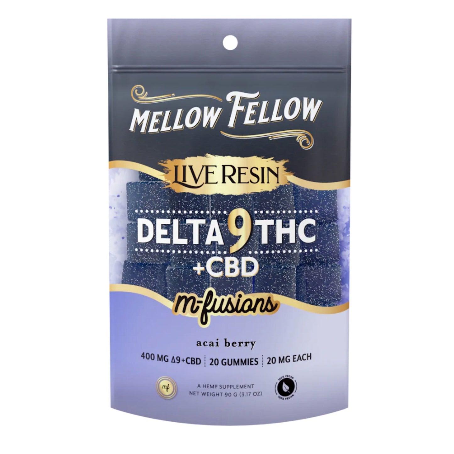 Mellow Fellow Delta 9 + CBD Acai Berry Gummies 400mg 20ct