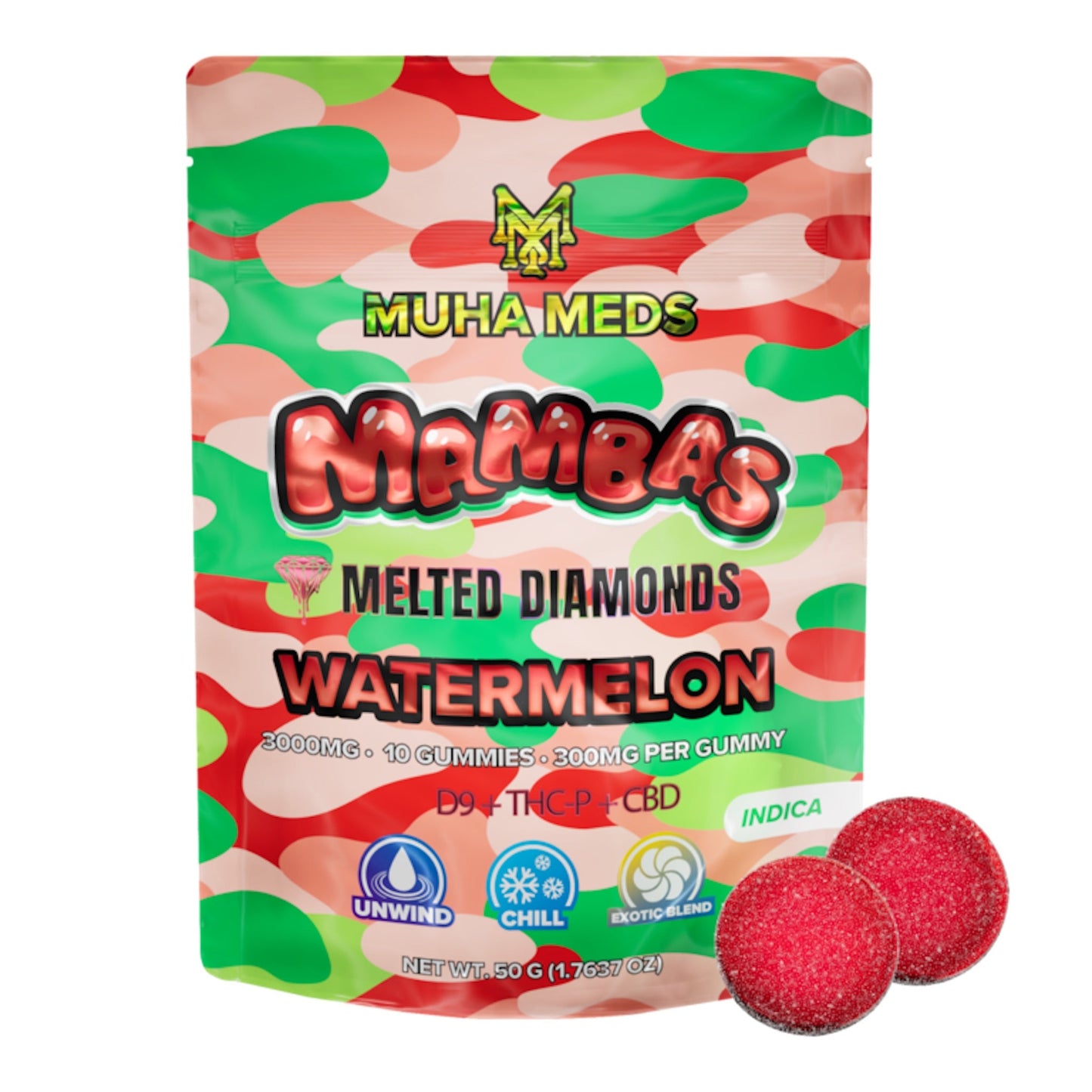 Muha Meds Melted Diamond Watermelon Gummies 3000mg