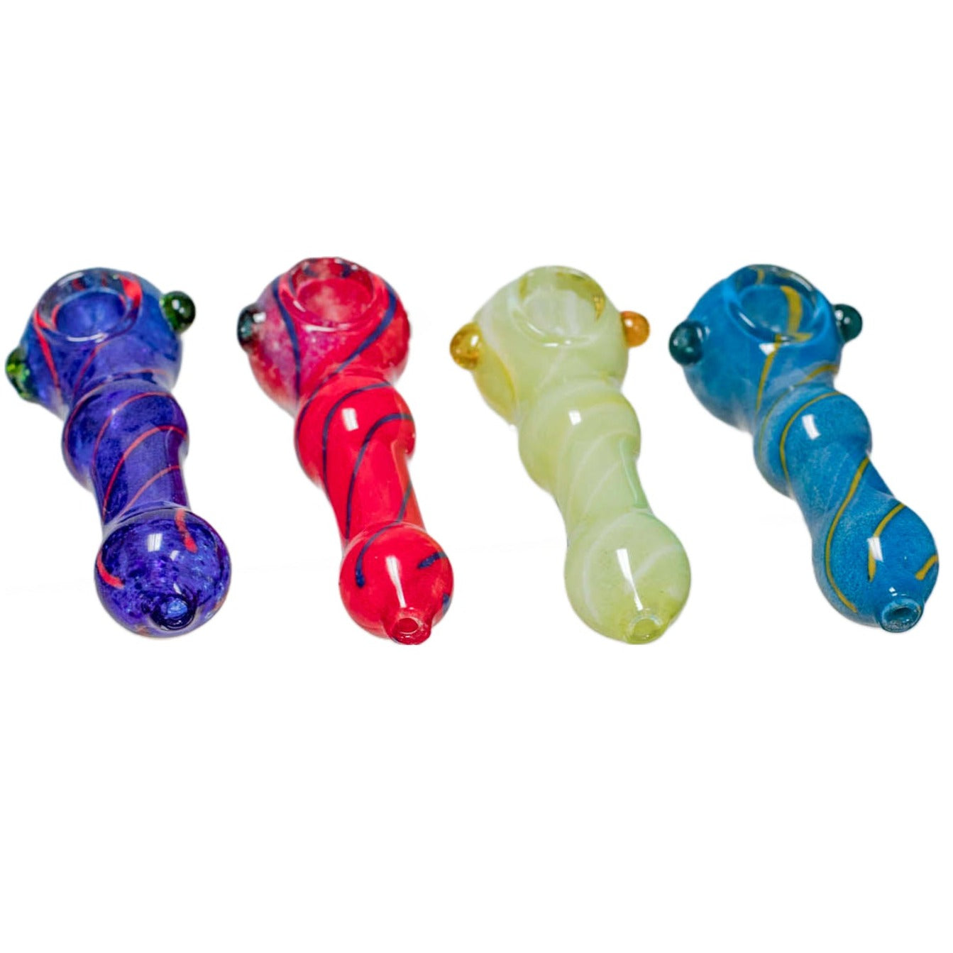 Notched Fin Pipe Glass Spoon Hand Pipe