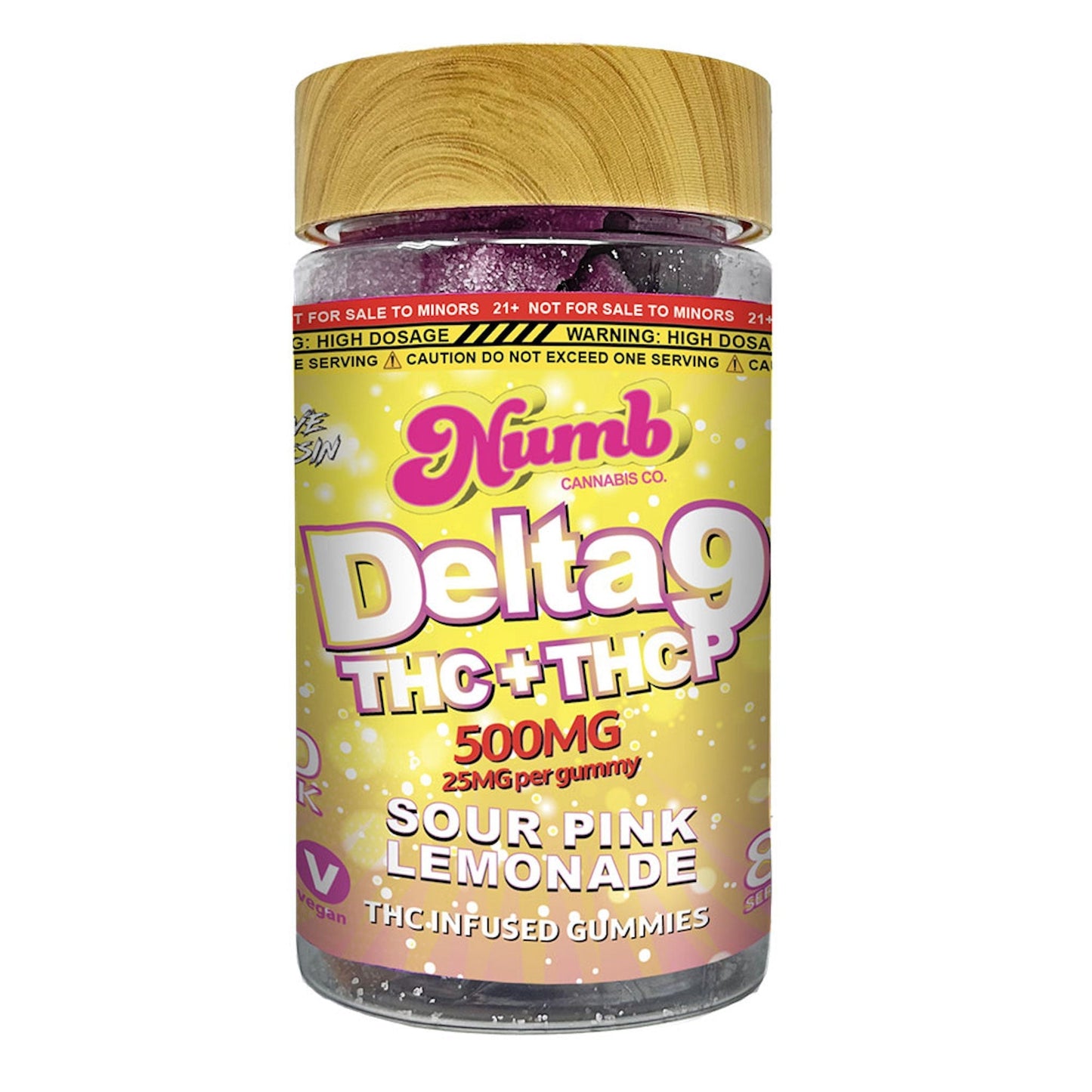 Numb Delta 9 Sour Pink Lemonade Gummies 500mg 20ct