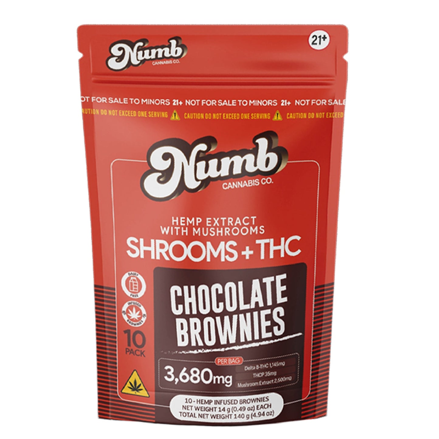 Numb Shrooms THC Blend Chocolate Brownies 3680mg