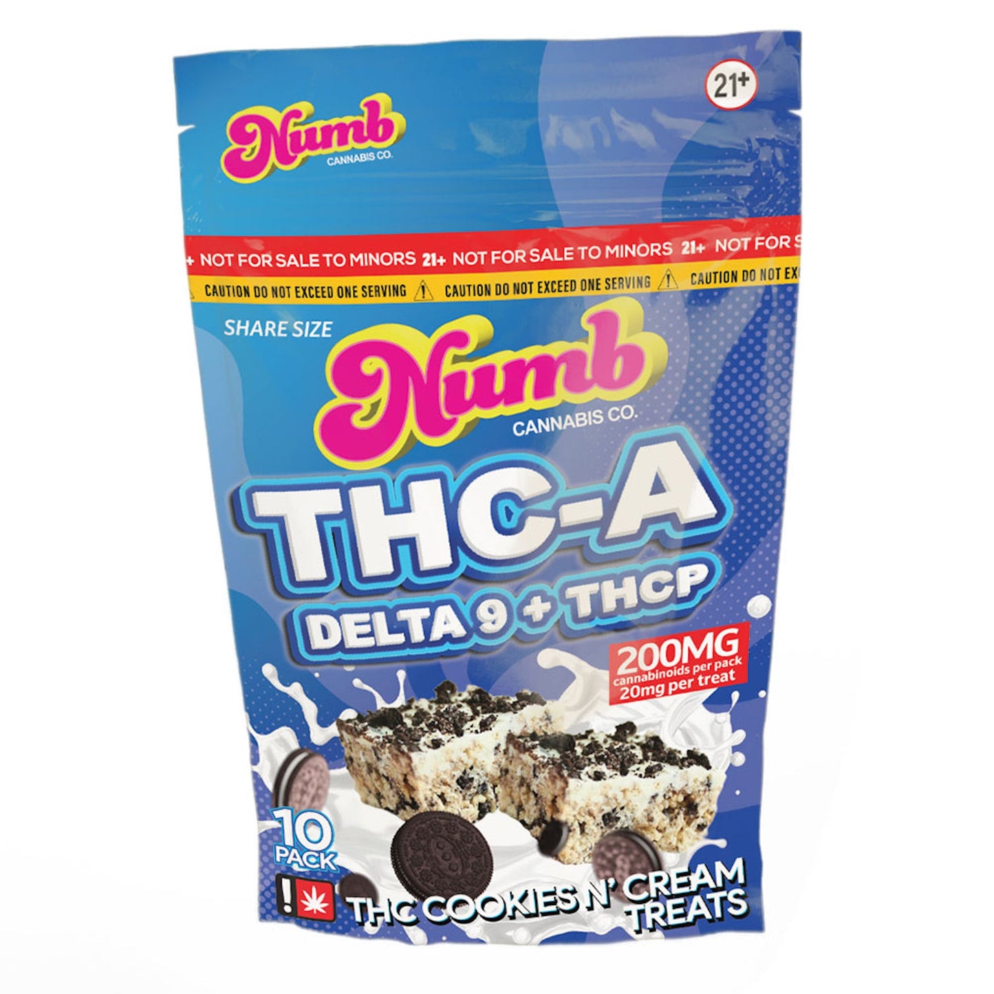Numb Cookies and Cream THC-A Krispie Treats 200mg 10 Pack