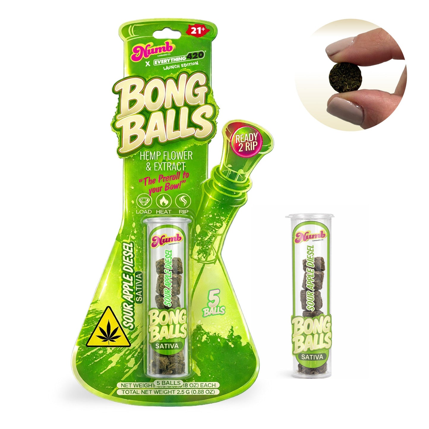 Numb Cannabis Co. Sour Apple Diesel THCa Bong Balls 2.5g