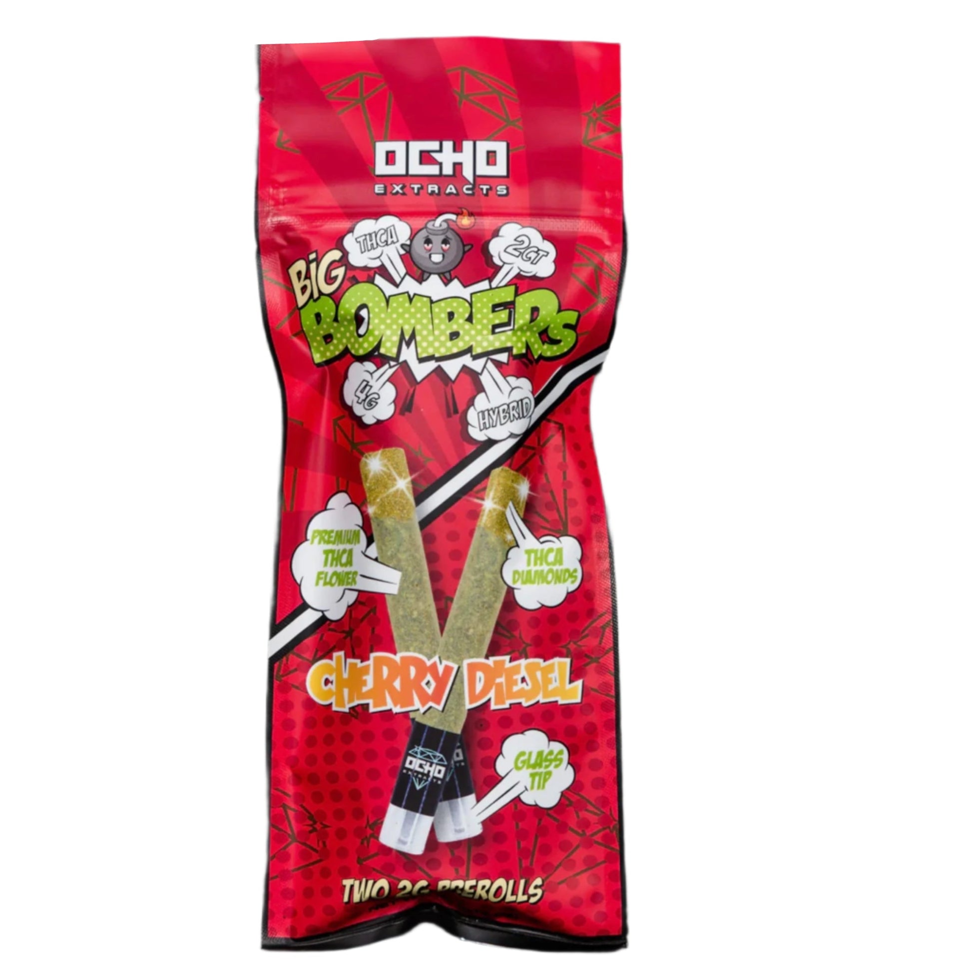 Ocho Extracts Big Bombers Glass Tip THC-A Pre-Rolls 4g