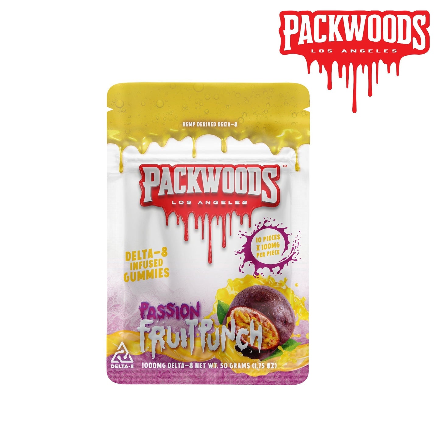 Packwoods Delta 8 Gummies 1000mg Passion Fruit Punch