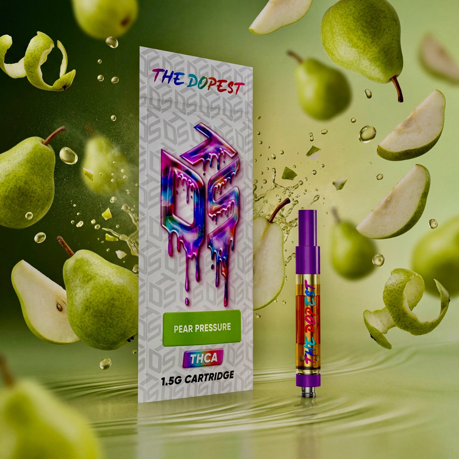 The Dopest Pear Pressure Liquid Diamonds THCA Vape Cartridge 1.5g
