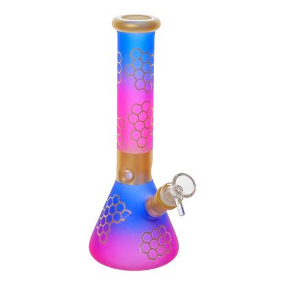 Amy Pink Flashy Beeswax Beaker Bong 10in Glass