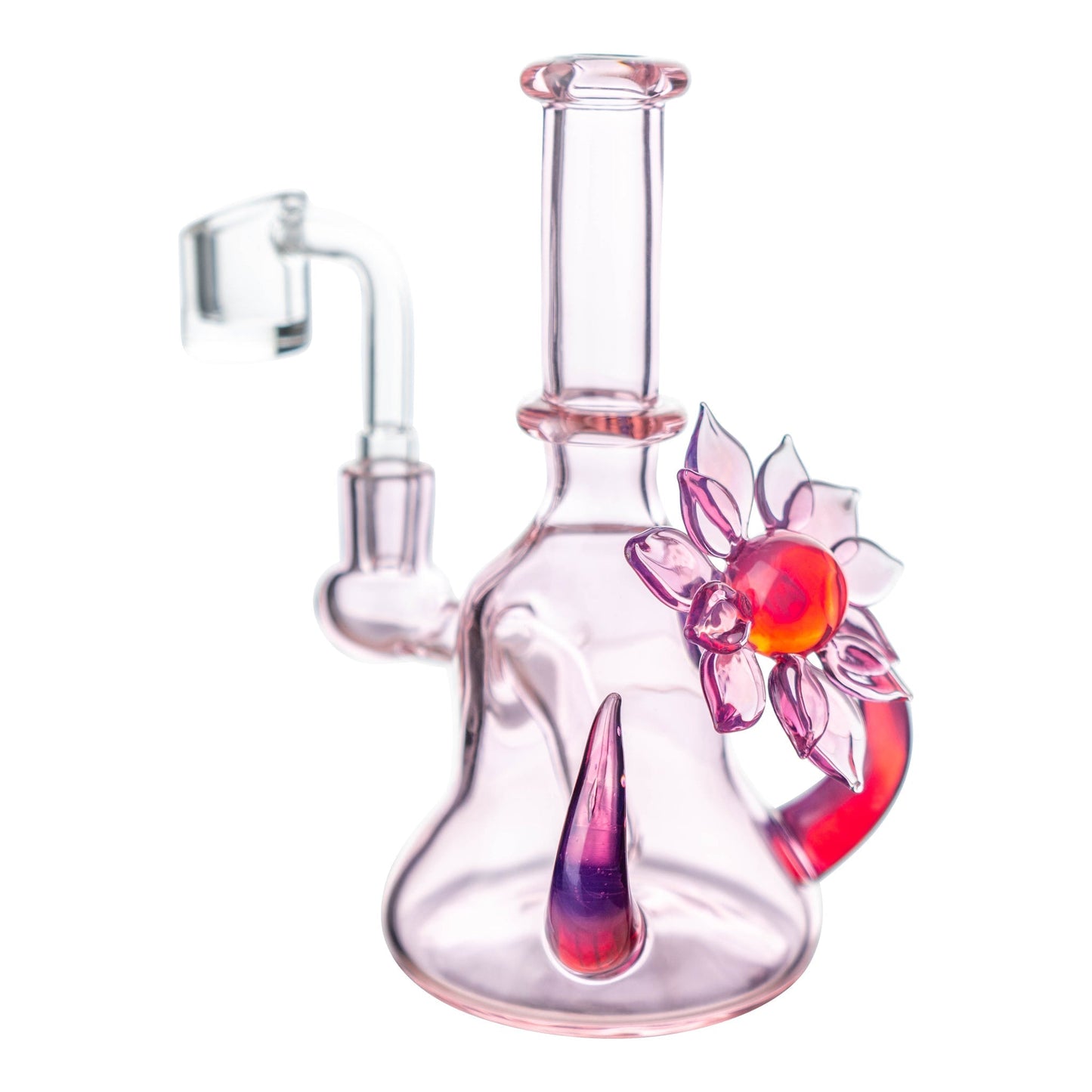 Della Luna Glass Pink Flower Chariot Bong 6in