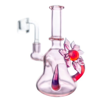 Della Luna Glass Pink Flower Chariot Bong 6in