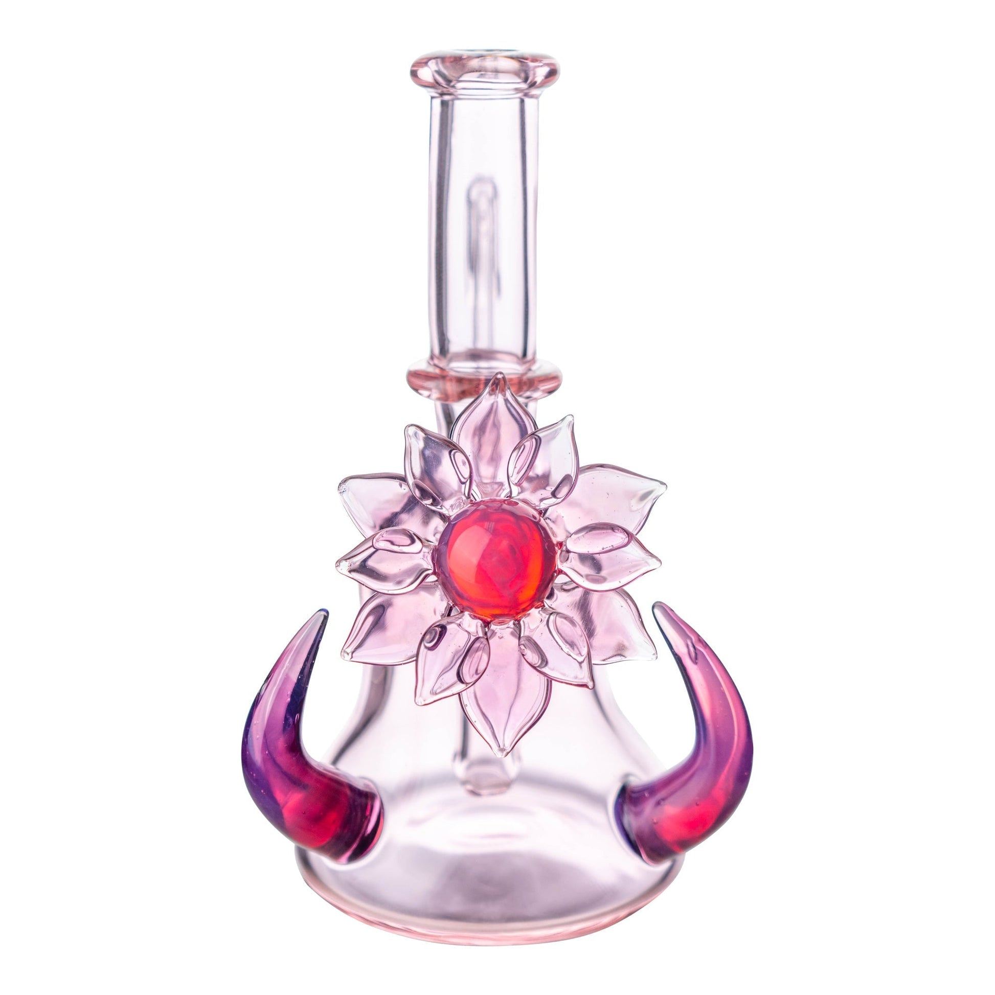 Della Luna Glass Pink Flower Chariot Bong 6in