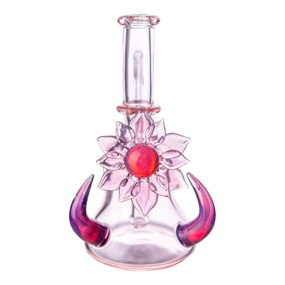 Della Luna Glass Pink Flower Chariot Bong 6in