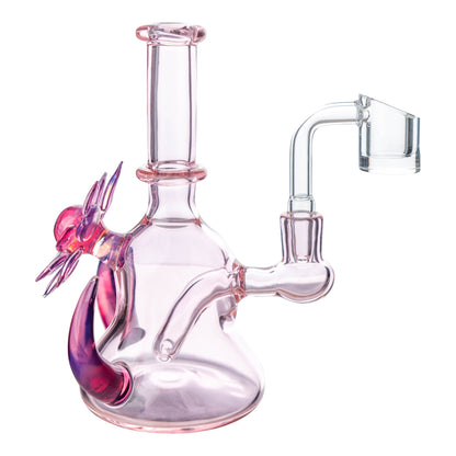 Della Luna Glass Pink Flower Chariot Bong 6in