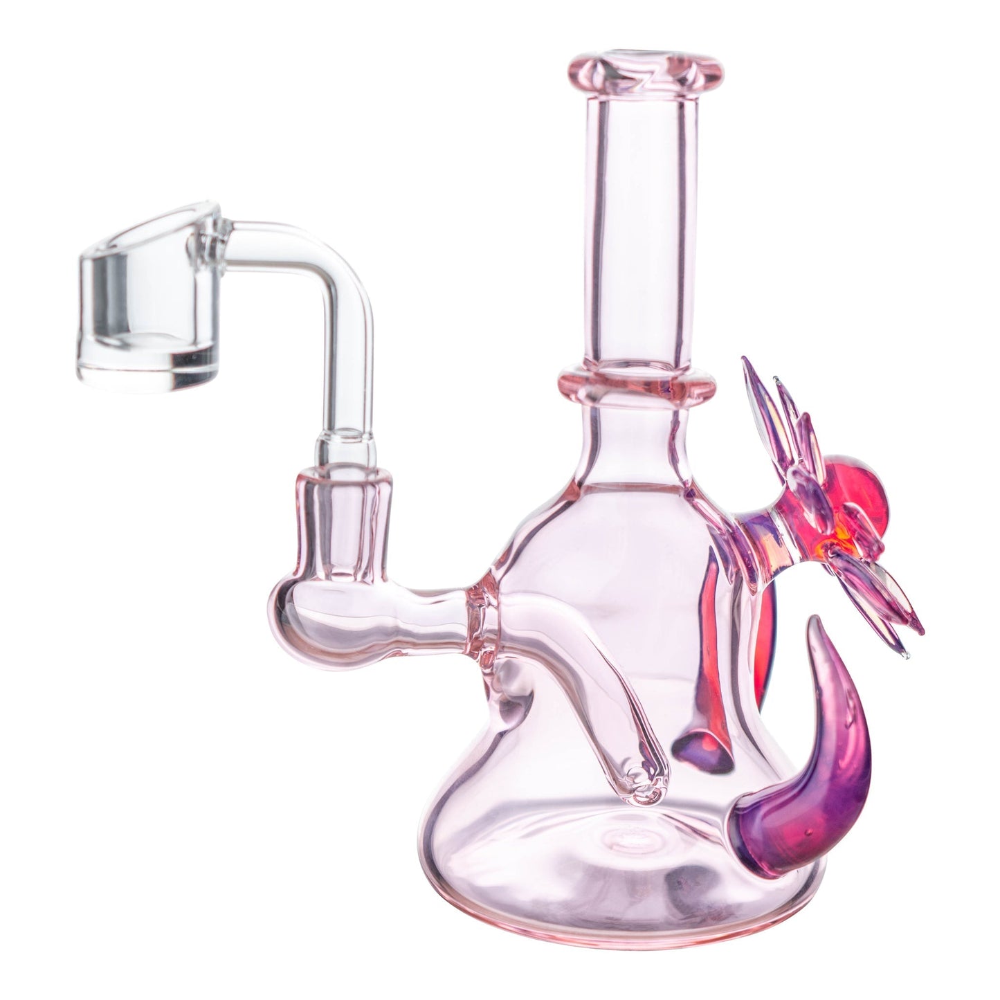Della Luna Glass Pink Flower Chariot Bong 6in