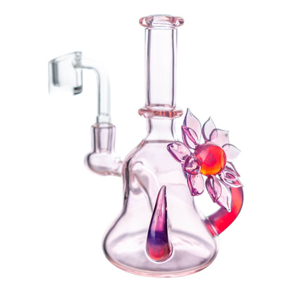 Della Luna Glass Pink Flower Chariot Bong 6in