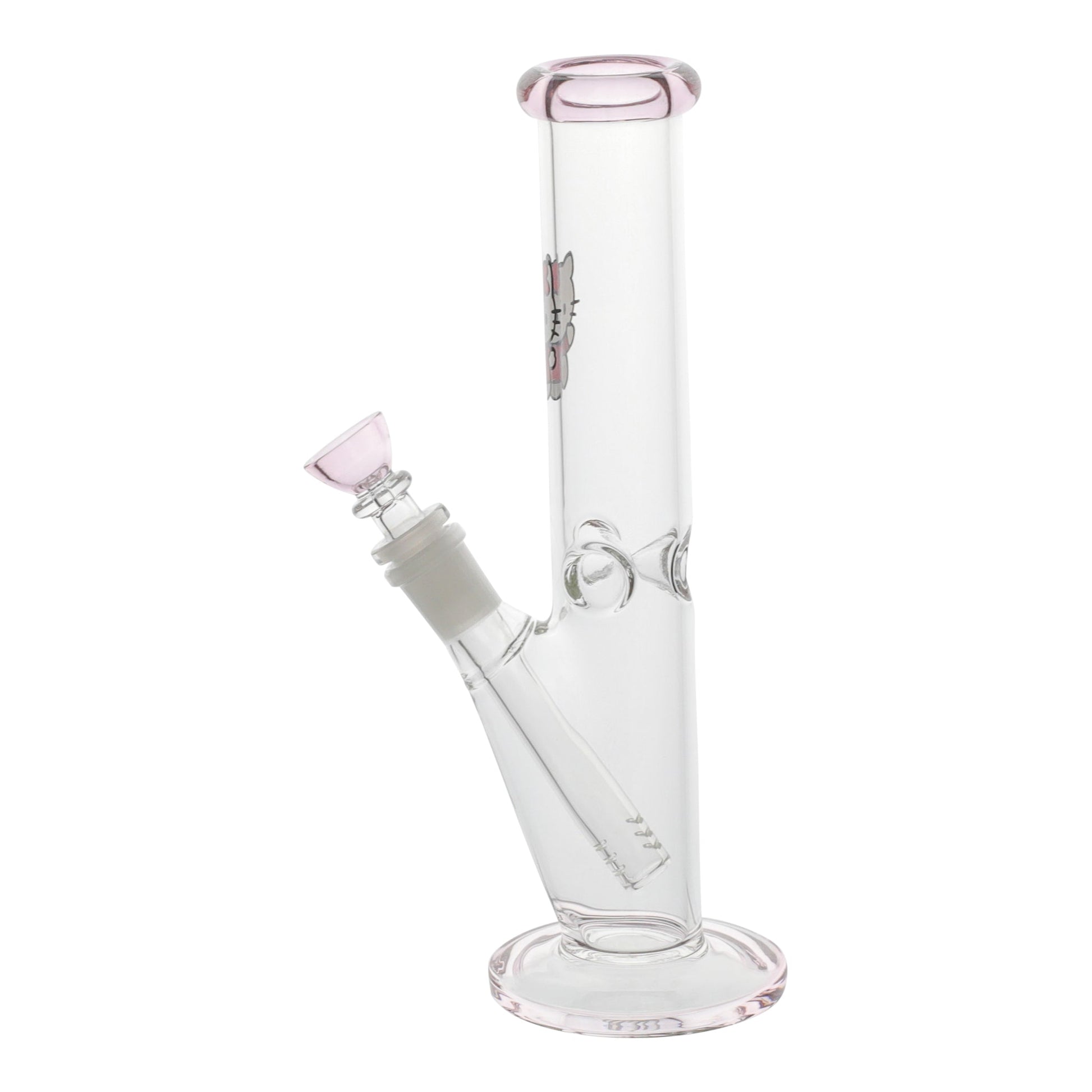 Amy Pink Kitty Straight Tube Bong 10in