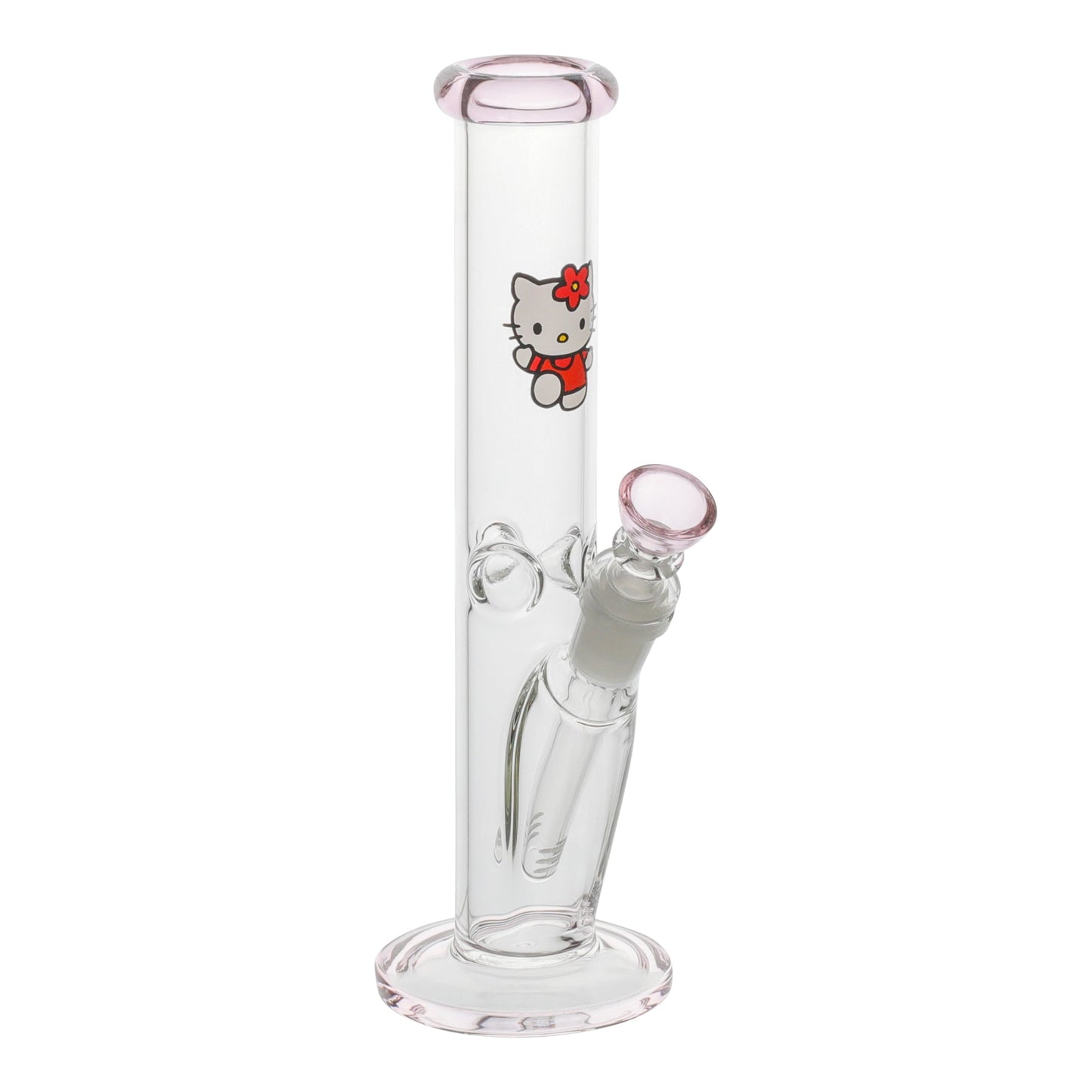 Amy Pink Kitty Straight Tube Bong 10in