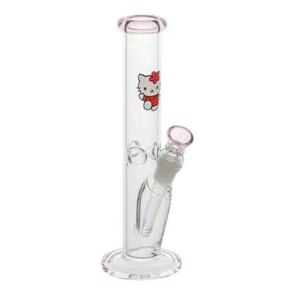 Amy Pink Kitty Straight Tube Bong 10in