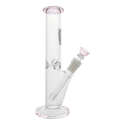 Amy Pink Kitty Straight Tube Bong 10in