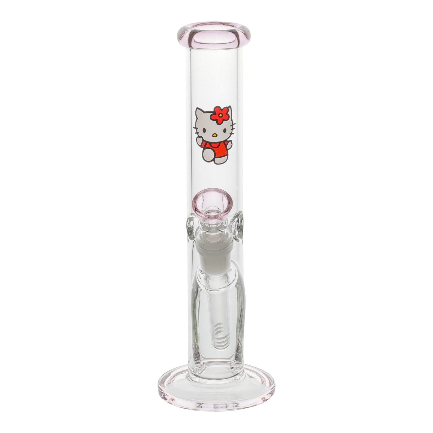 Amy Pink Kitty Straight Tube Bong 10in