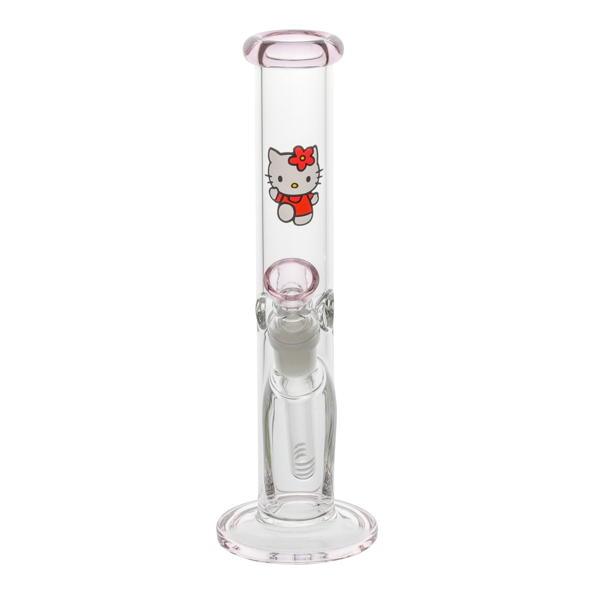 Amy Pink Kitty Straight Tube Bong 10in
