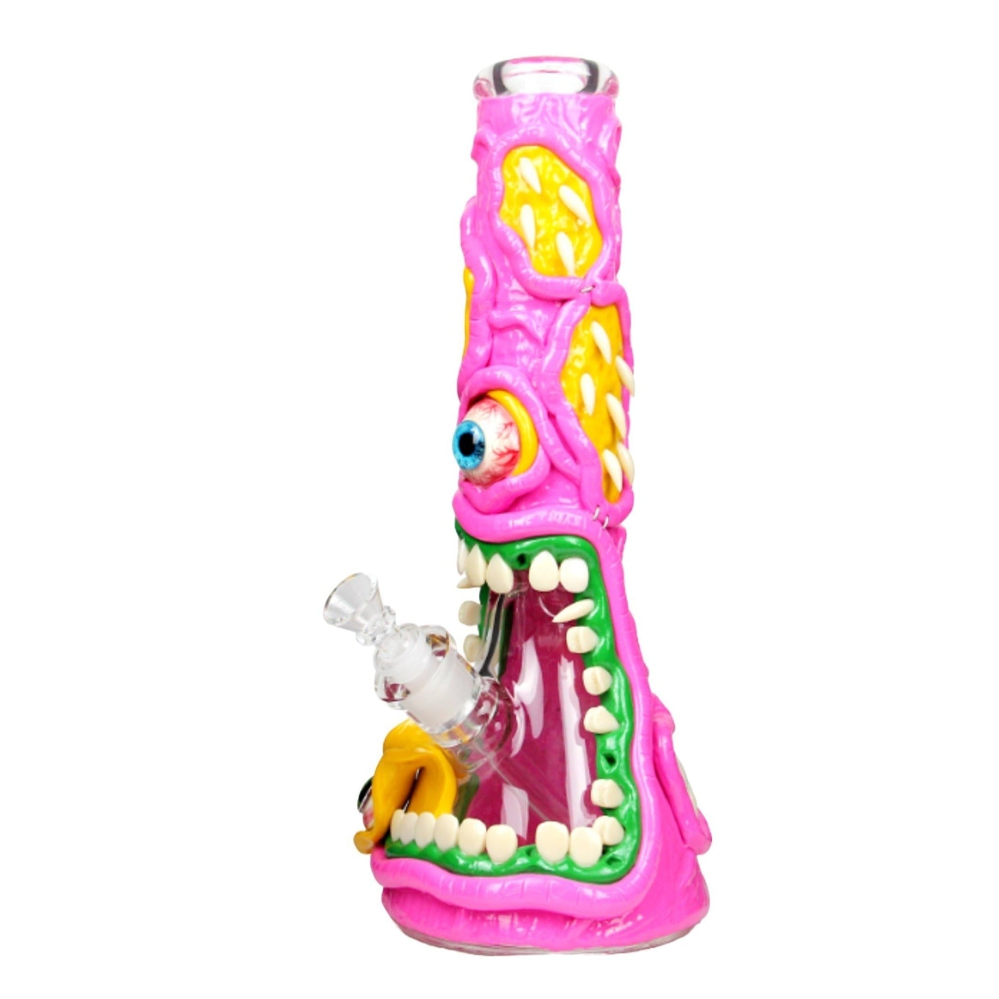 Amy Pink Necrotic Neon Monster Bong 14in
