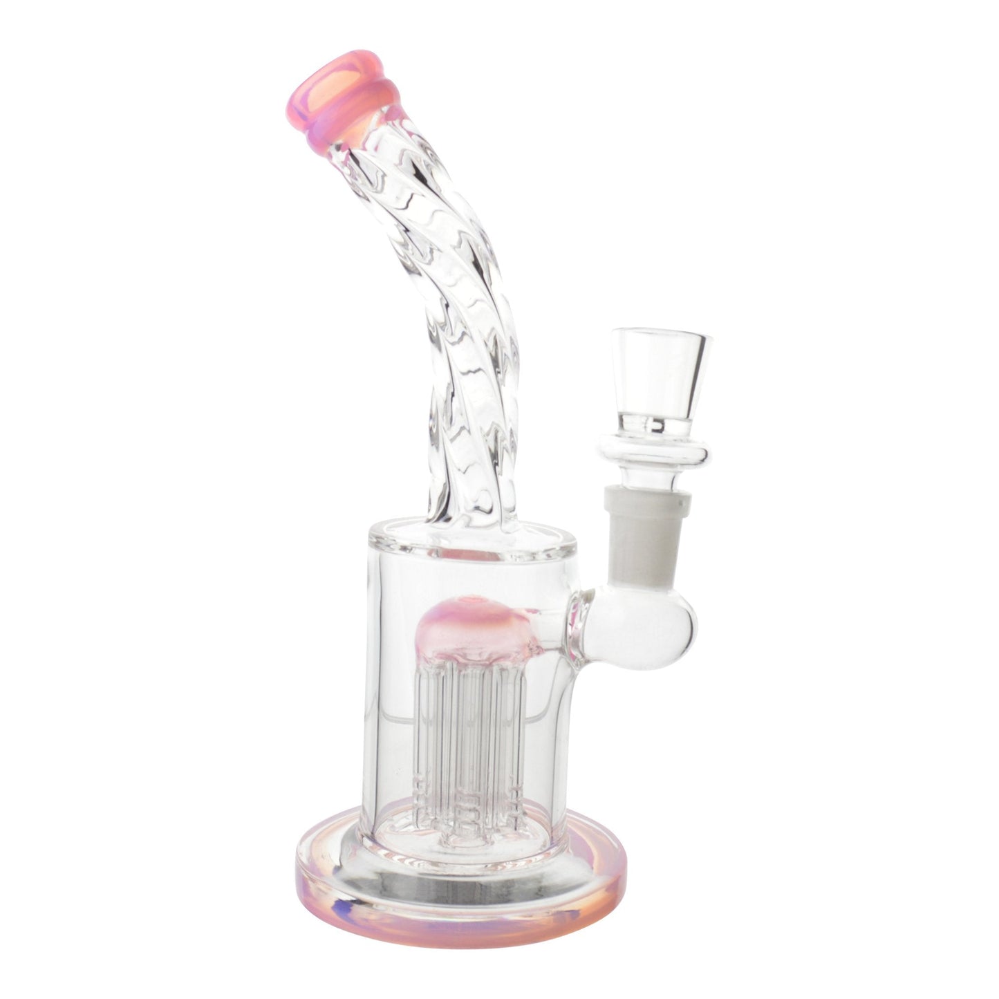 EF420 Pink Neon Tip Glass Bong 8in
