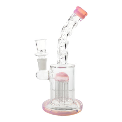 EF420 Pink Neon Tip Glass Bong 8in