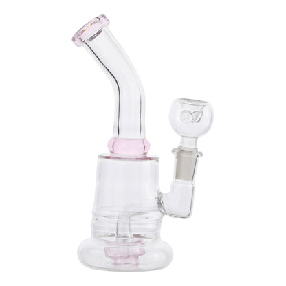 Allied International Pink Tilted Disc Perc Bong 7in Borosilicate Glass