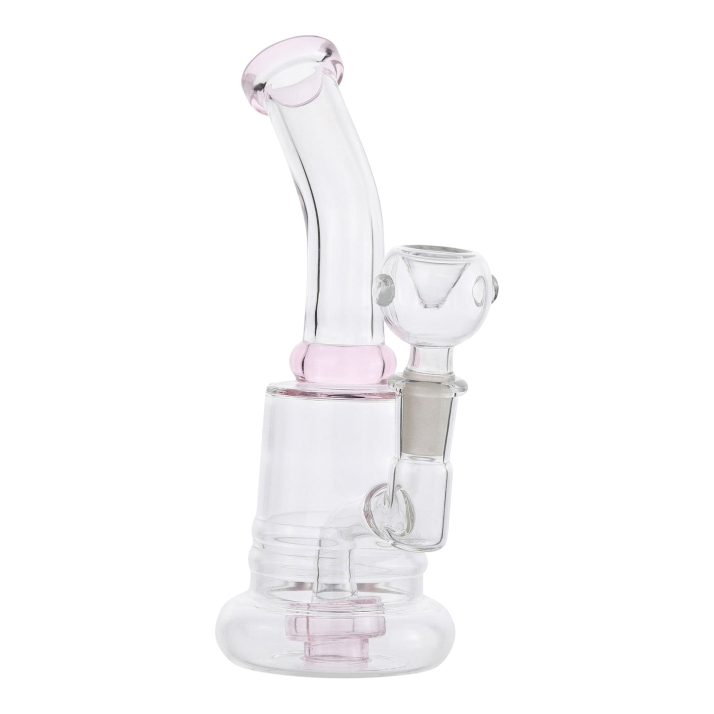 Allied International Pink Tilted Disc Perc Bong 7in Borosilicate Glass