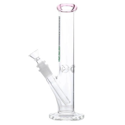 E420 Pink Tip Straight Tube Bong 10in