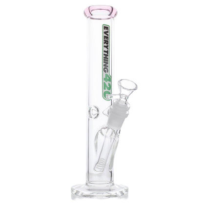 E420 Pink Tip Straight Tube Bong 10in