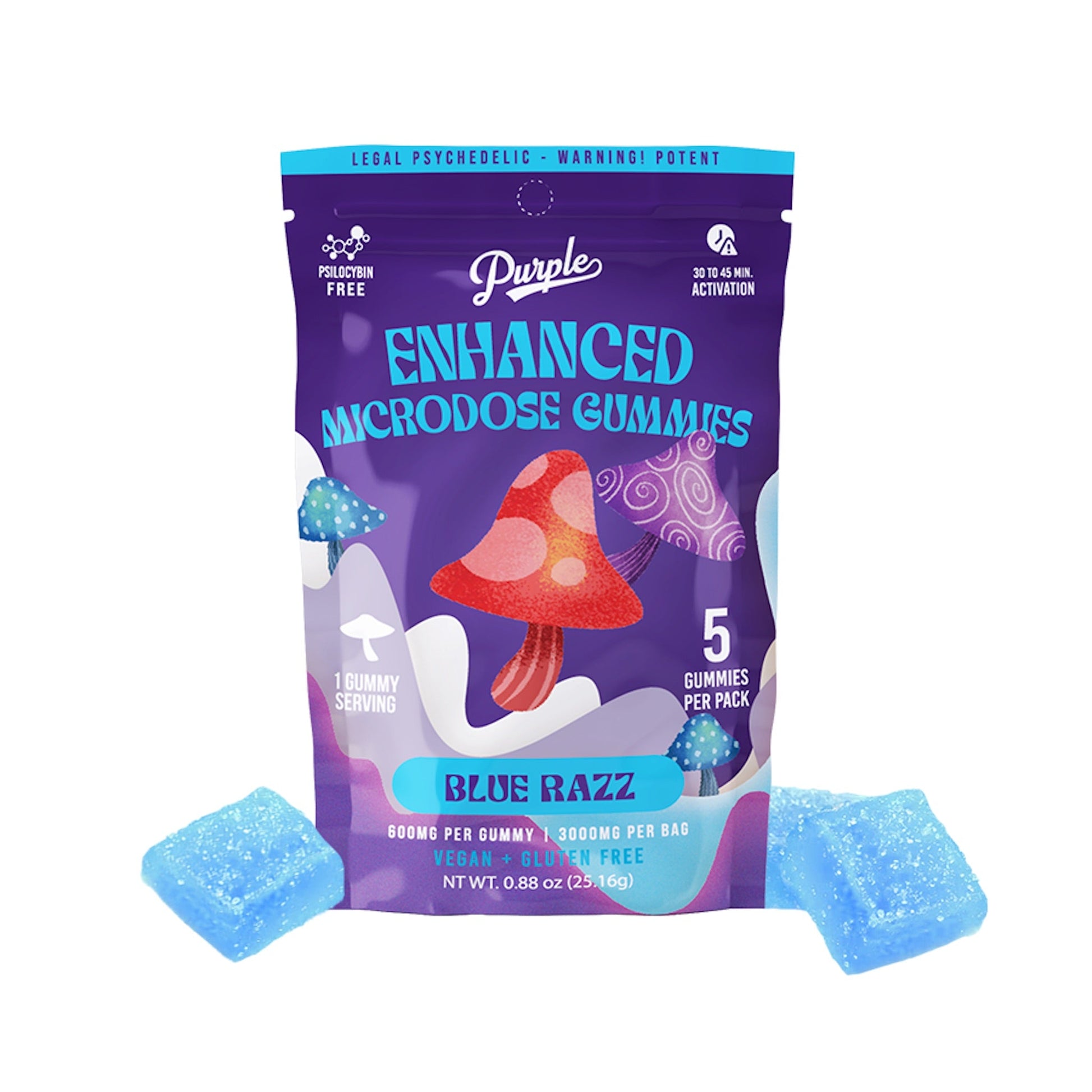 Purple Enhanced Microdose Blue Razz Gummies 3000mg