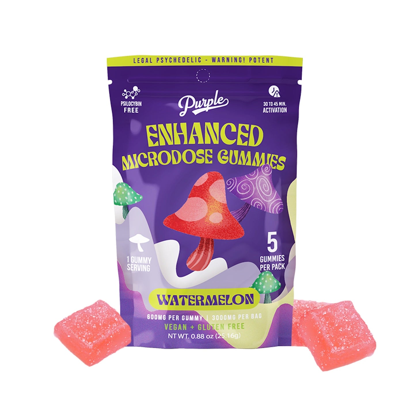 Purple Enhanced Microdose Watermelon Gummies 5ct 3000mg