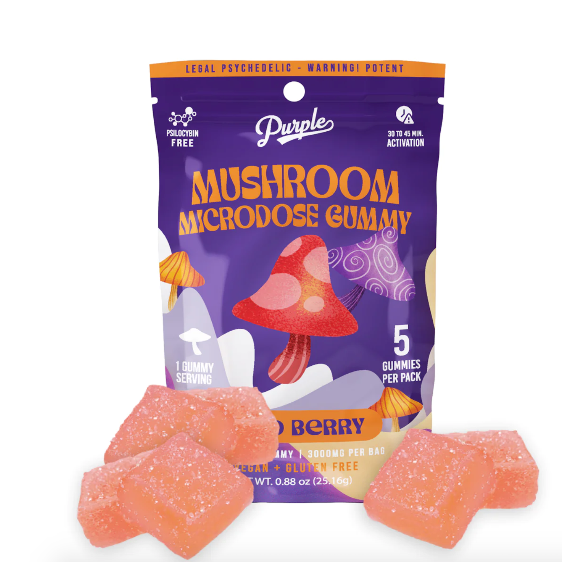 Purple Enhanced Microdose Wild Berry Gummies 3000mg 5ct