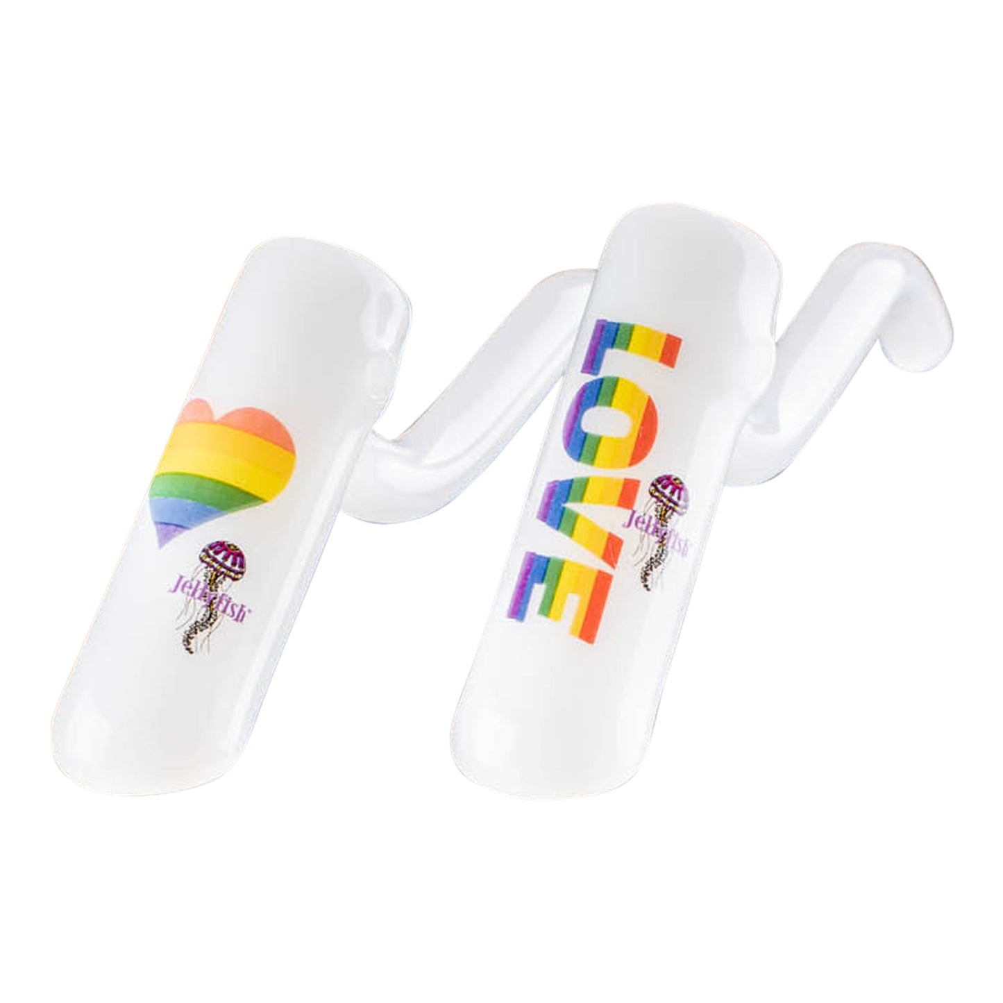 JellyFish Glass Rainbow Layback Bubbler 5in