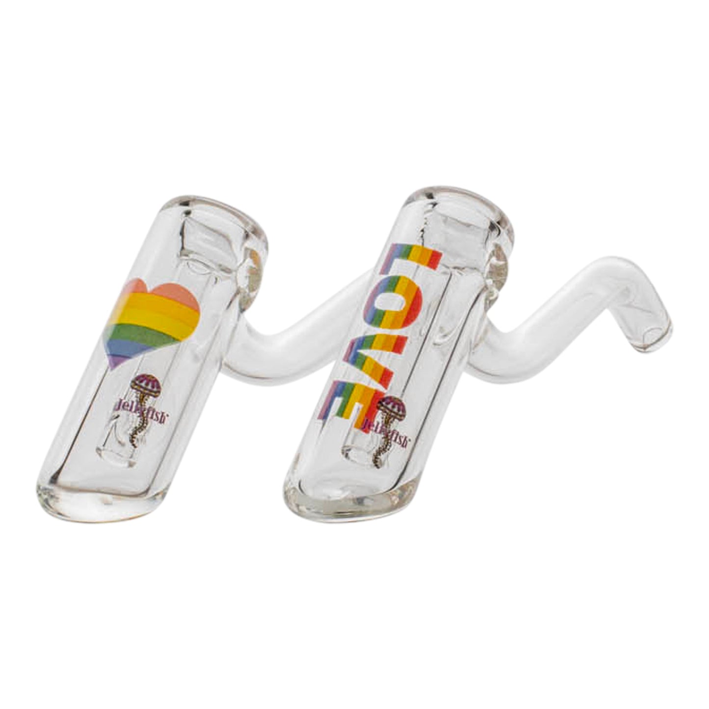 JellyFish Glass Rainbow Layback Bubbler 5in