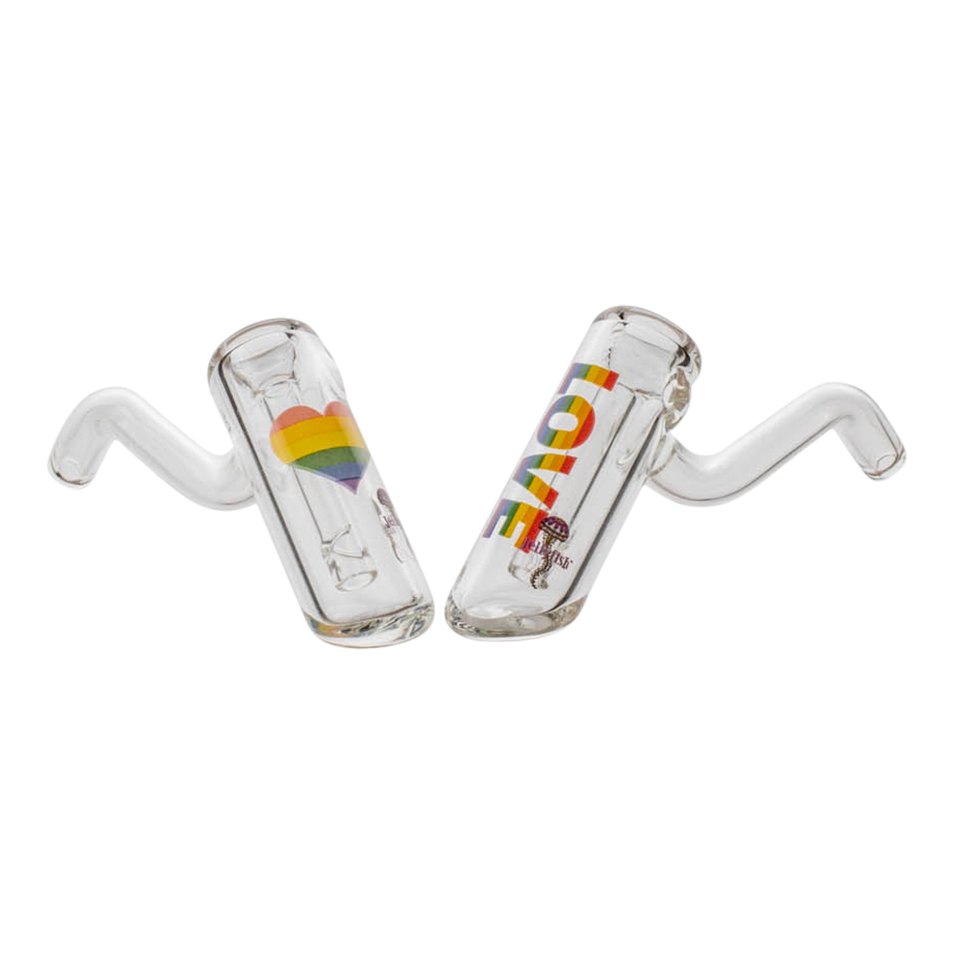 JellyFish Glass Rainbow Layback Bubbler 5in