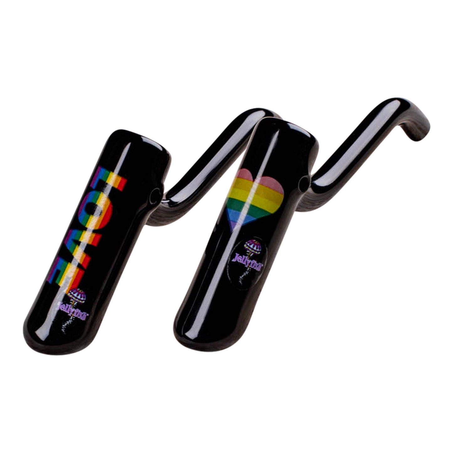 JellyFish Glass Rainbow Layback Bubbler 5in