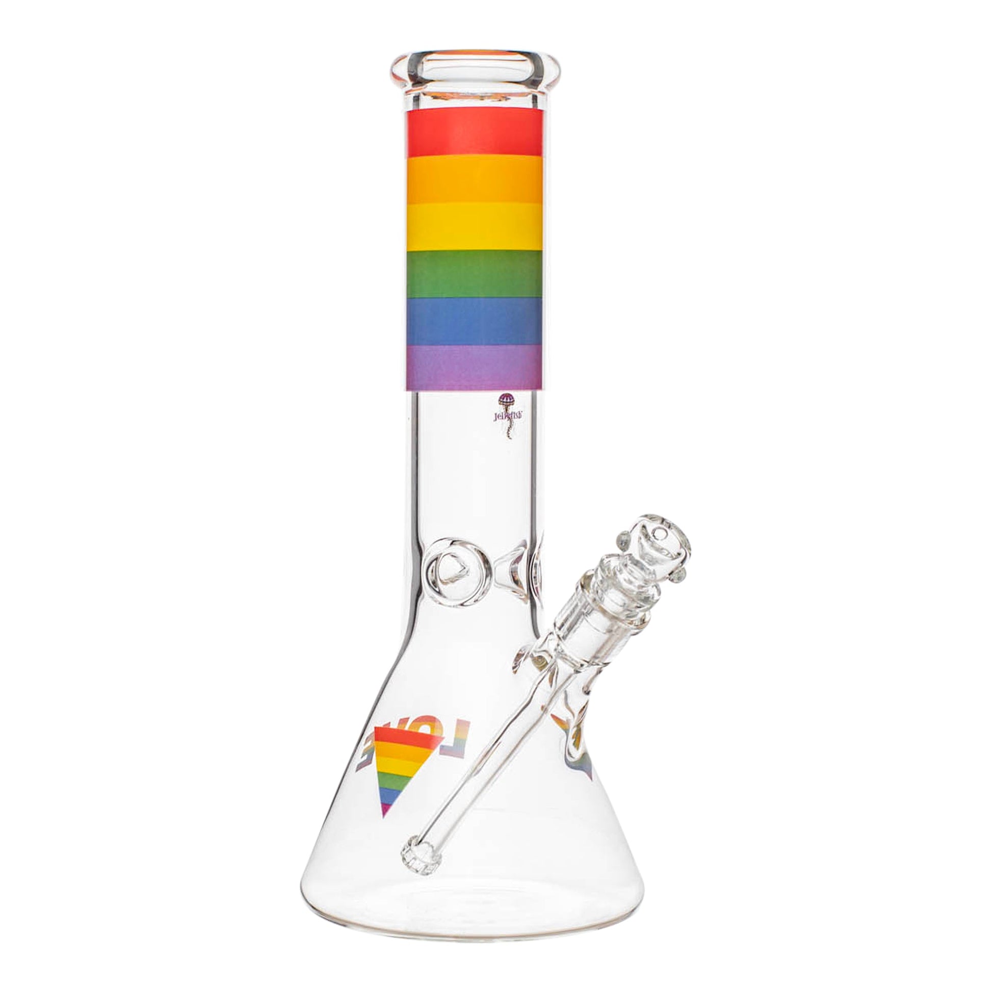 JellyFish Glass Rainbow Pride Beaker Bong 12in