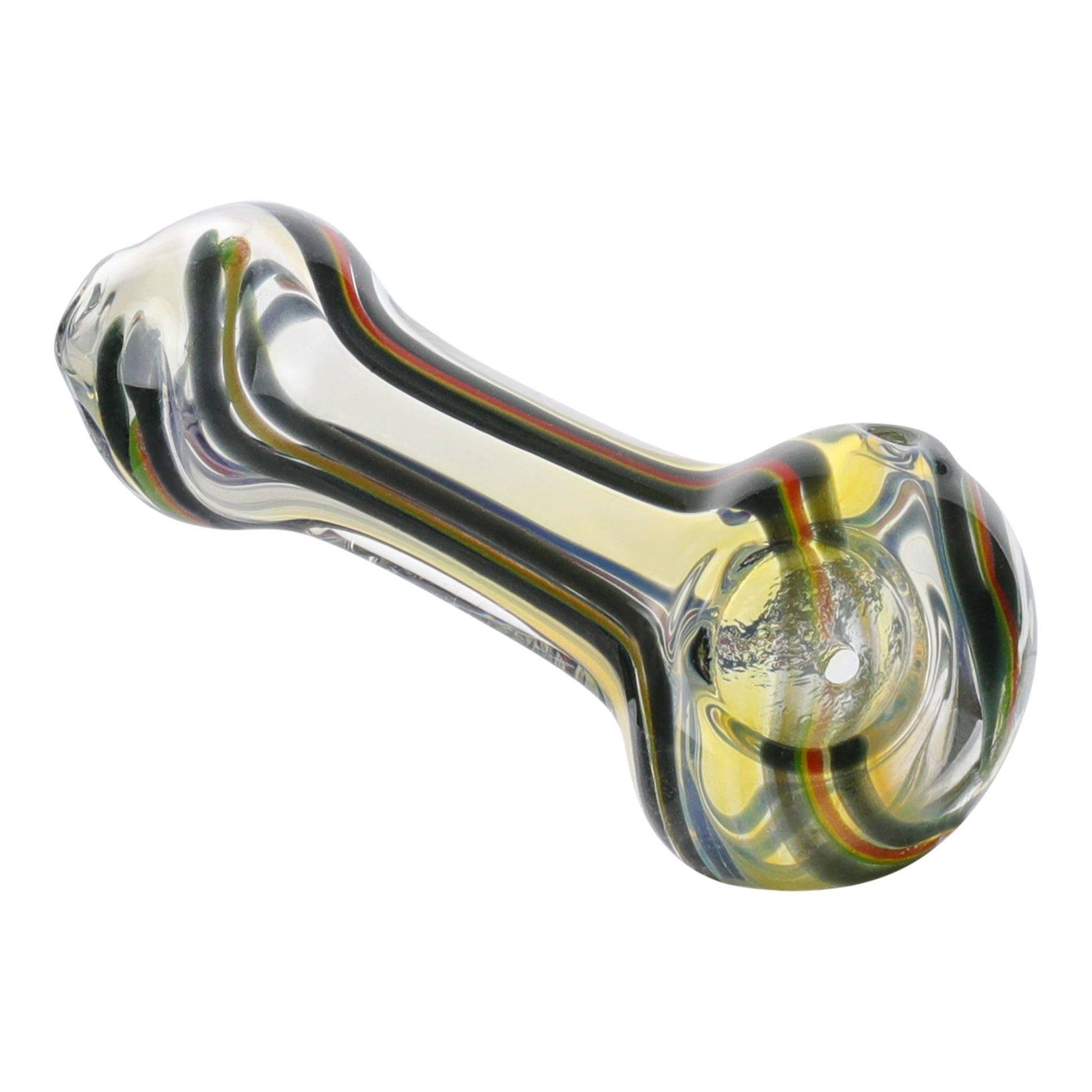 Allied International Rainbow Stripe Borosilicate Glass Spoon Pipe 3in