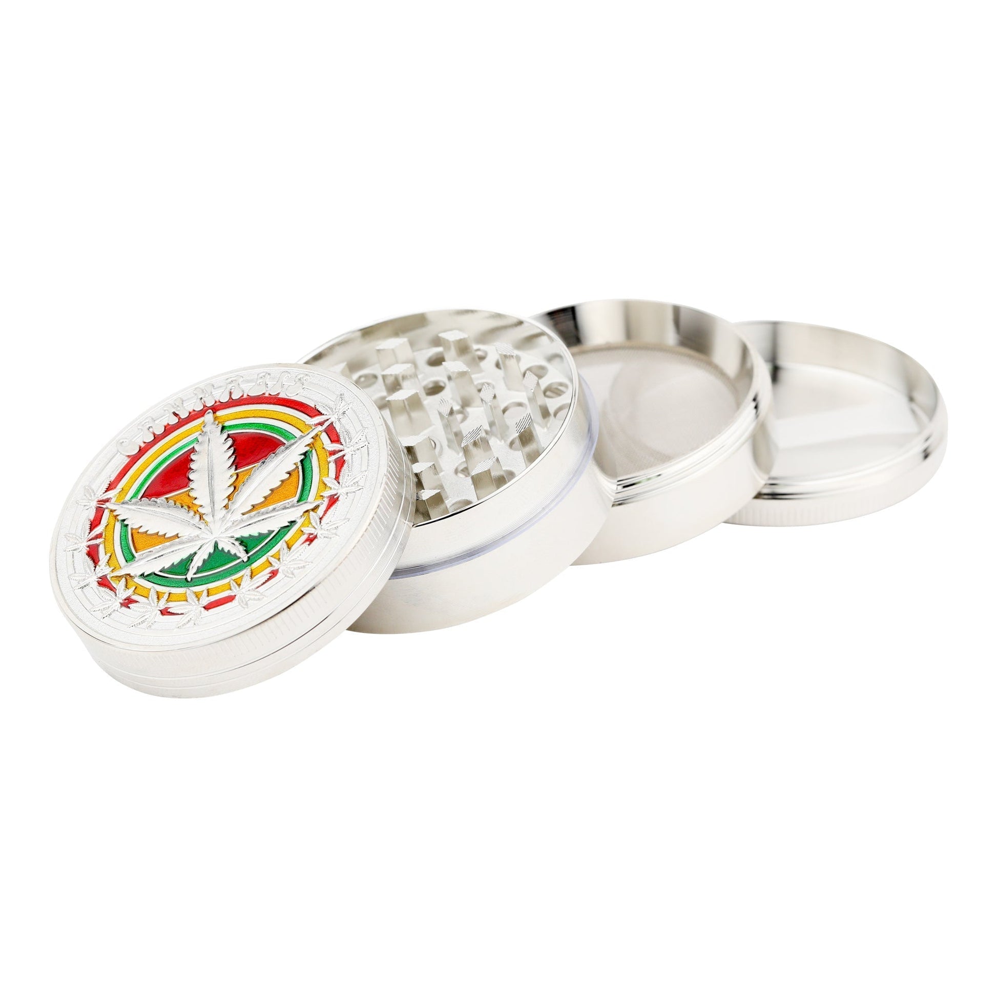 Everything 420 Rasta Leaf 4 Piece Herb Grinder 52mm Metal