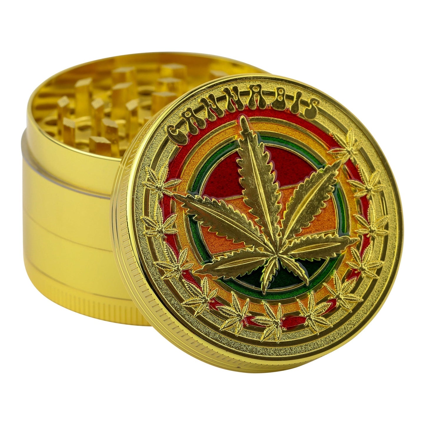 Everything 420 Rasta Leaf 4 Piece Herb Grinder 52mm Metal