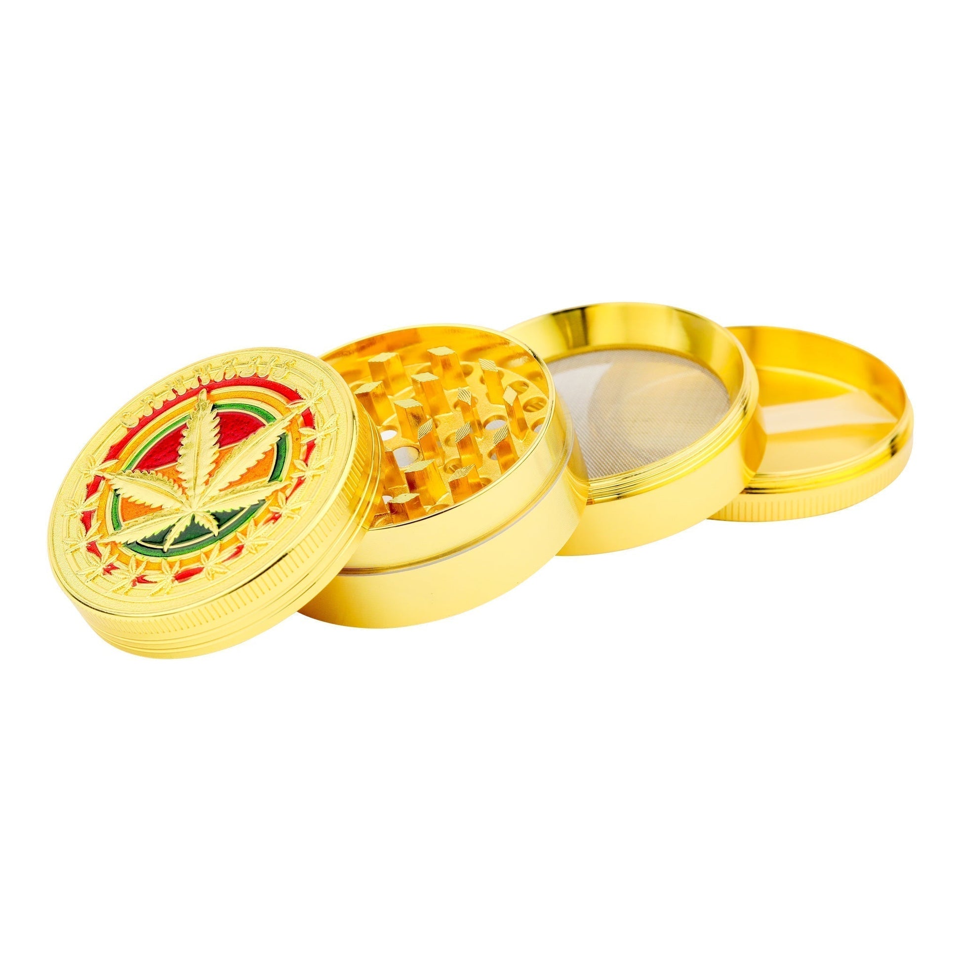 Everything 420 Rasta Leaf 4 Piece Herb Grinder 52mm Metal
